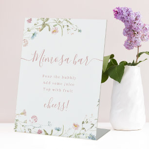 Signe De Table Boho Pink Fleur sauvage script Fête des mariées Mi