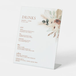 Signe De Table Boho Rustic Floral Mariage Boissons Bar Signaler M