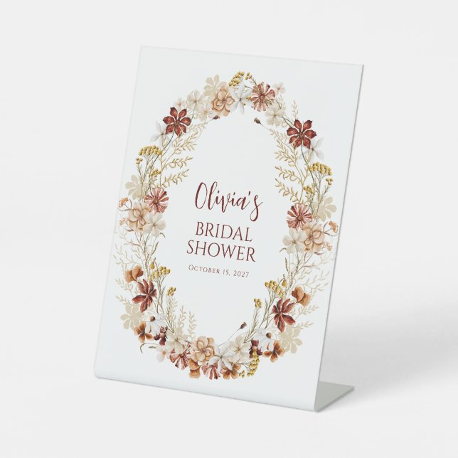 Signe De Table Boho Rustique Floral Bourgogne Fête des mariées pe (Recto)