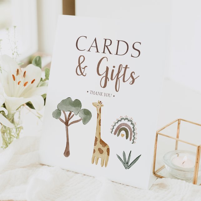 Signe De Table Boho Safari Aquarelle Baby shower Cartes et Cadeau (Créateur téléchargé)