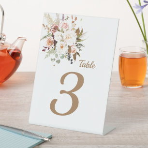 Signe De Table Boho Soft Coloured Rose/Fleurs blanches