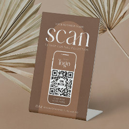 Signe De Table Boho Terracotta moderne Business Scannable QR Code