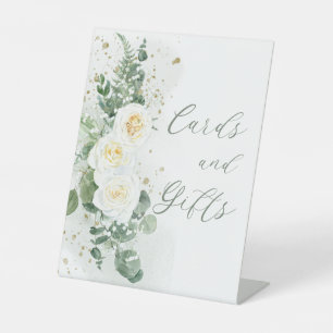 Signe De Table Boho White Roses Cartes et cadeaux Eucalyptus