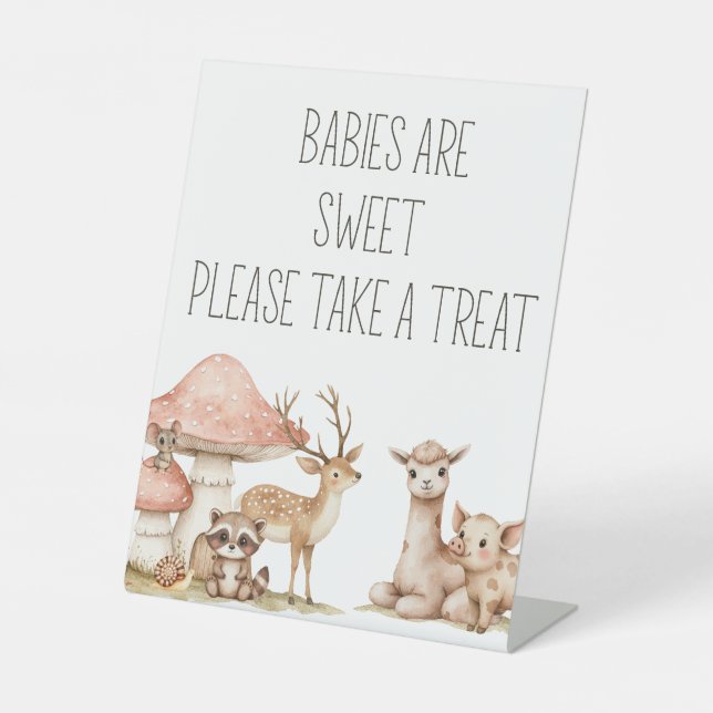 Signe De Table Boho Woodland Animaux Baby shower Favoriser (Recto)