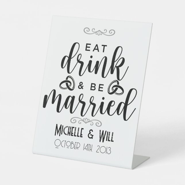 Signe De Table Boire et être marié Mariage Personnalisé (Recto)