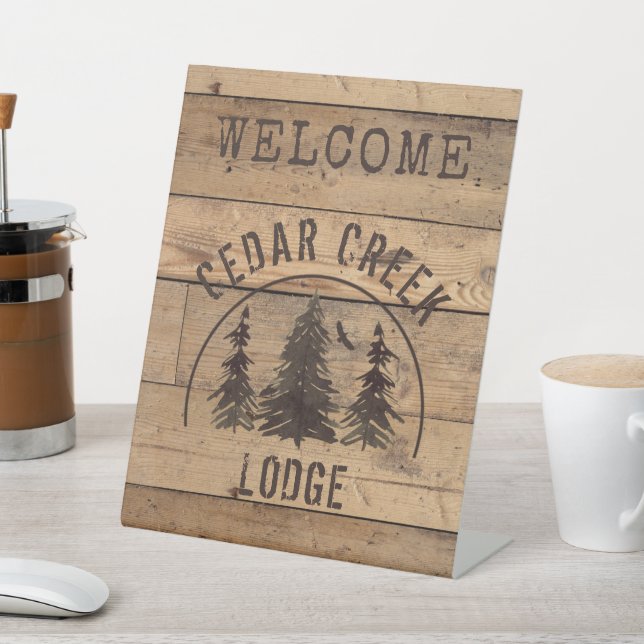 Signe De Table Bois rustique arbres Accueil personnalisé (In SItu)