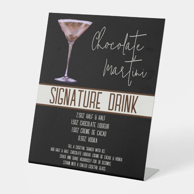 Signe De Table Boisson Signature, Martini Chocolat, Menu Fête, (Recto)