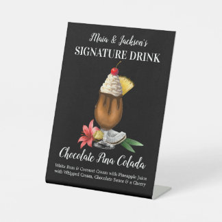 Signe De Table Boisson Signature Personnalisée Chocolate Pina Col