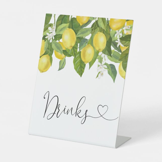 Signe De Table Boissons au Baby shower de citrons (Recto)