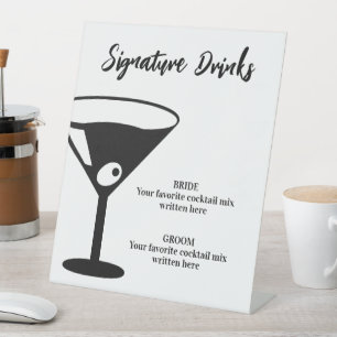 Signe De Table Boissons de cocktail de signature élégantes mariag