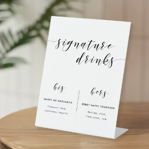 Signe De Table Boissons de signature de mariage de calligraphie m