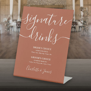 Signe De Table Boissons de signature de mariage de script moderne