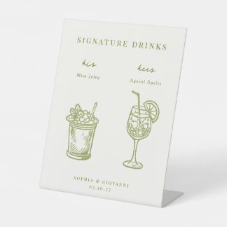 Signe De Table Boissons de signature de mariage minimaliste VERON