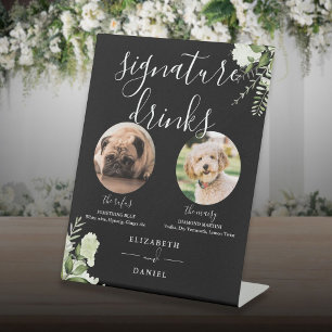 Signe De Table Boissons de signature de mariage noir et blanc pou