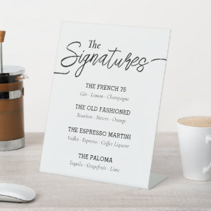Signe De Table Boissons de signature de scénario moderne Événemen