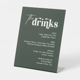Signe De Table Boissons d'hiver verdoyantes Menu du Mariage