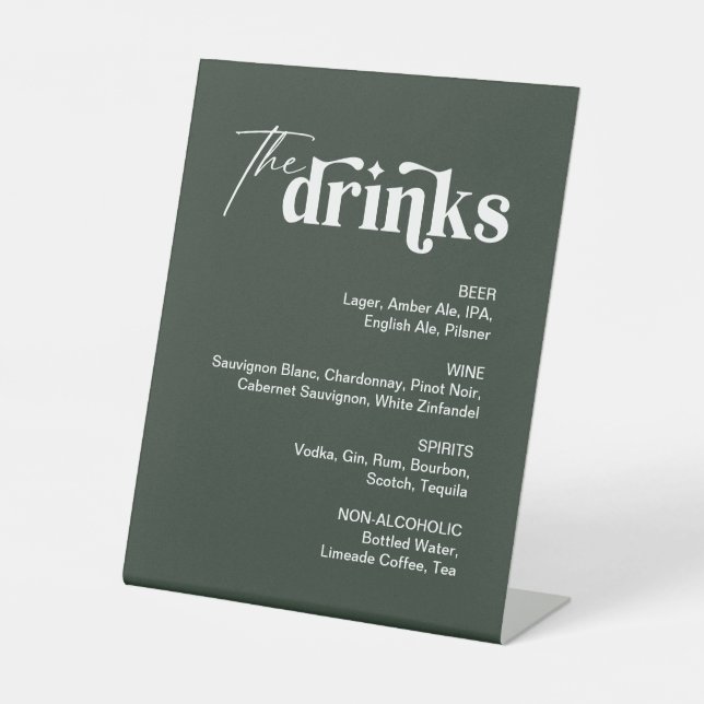 Signe De Table Boissons d'hiver verdoyantes Menu du Mariage (Recto)