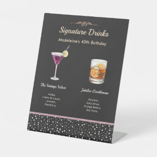Signe De Table Boissons Signature Black & Rose Gold 40e Anniversa