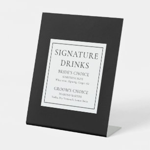 Signe De Table Boissons Signature Classiques Modernes Noir Et Bla
