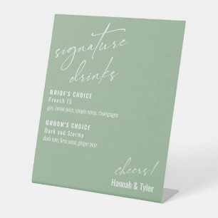 Signe De Table Boissons Signature Contemporaines Vert Sauge