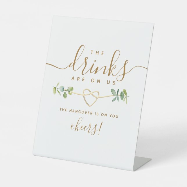 Signe De Table Boissons sur nous Funny Open Bar Signal Pedestal (Recto)