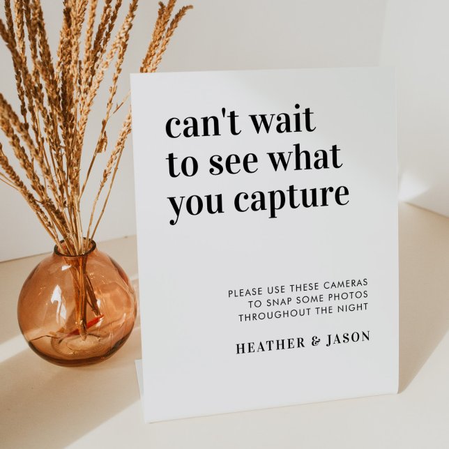 Signe De Table Bold Modern Wedding Disposable Camera Sign (Créateur téléchargé)