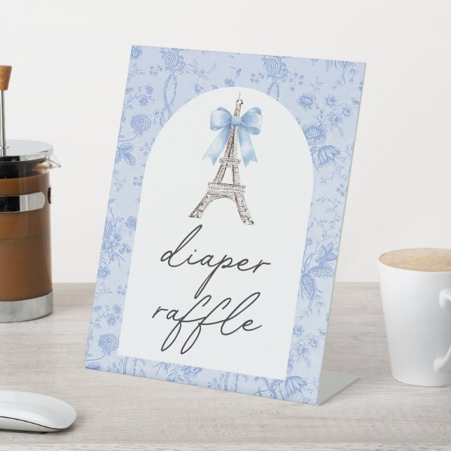 Signe De Table Bon Jour Be Be Blue Toile Diaper Raffle (In SItu)