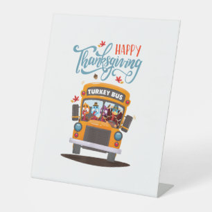 Signe De Table Bon thanksgiving Chute Turquie Merci autobus scola