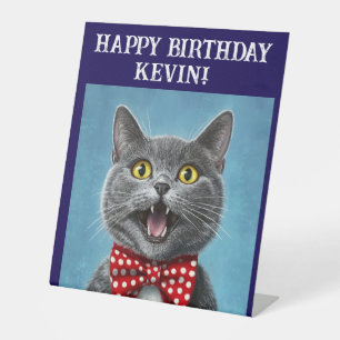SIGNE DE TABLE BONJOUR D'ANNIVERSAIRE CHAT CUSTOM