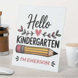 Signe De Table Bonjour maternelle personnalisé retour à l'école