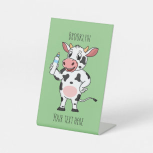 Signe De Table Bonne vache avec dessin animé de biberon