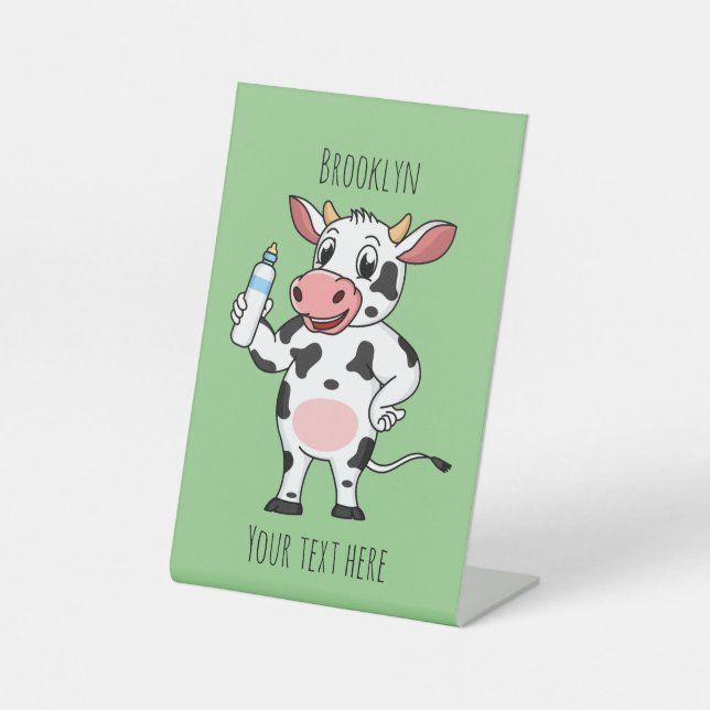 Signe De Table Bonne vache avec dessin animé de biberon (Recto)
