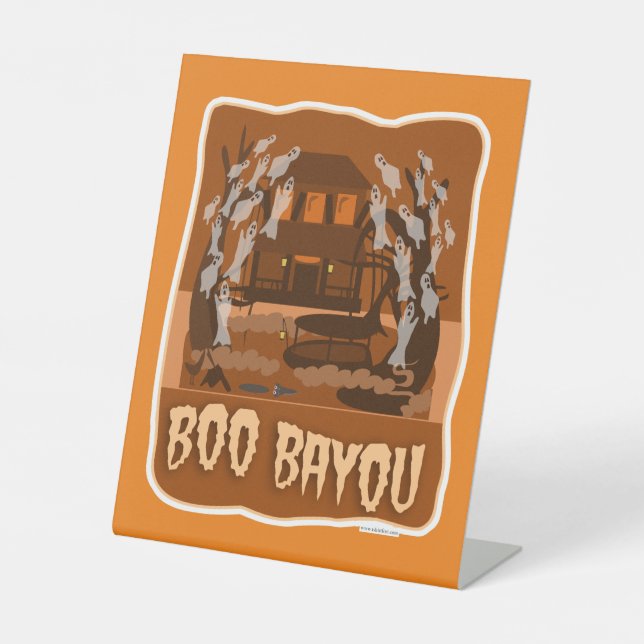 Signe De Table Boo Bayou Haunted Scary Halloween Dessin (Recto)