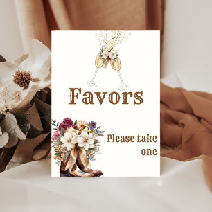 Signe De Table Boots & Bubbly Boho Fête des mariées occidentale f