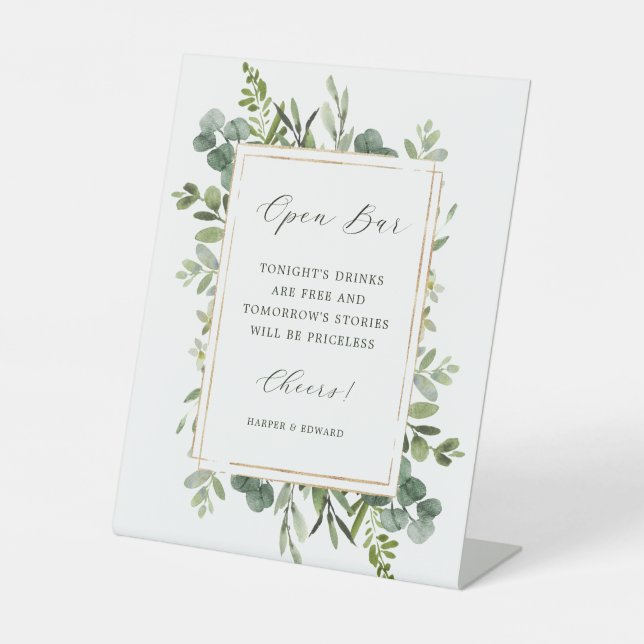 Signe De Table Botanical Greenery Mariage Open Bar (Recto)