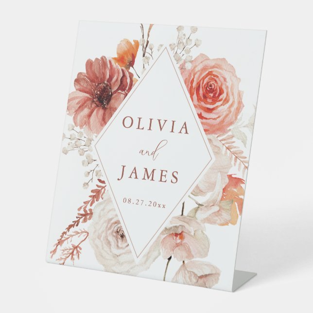 Signe De Table Botanique Boho Floral Frame Mariage (Recto)