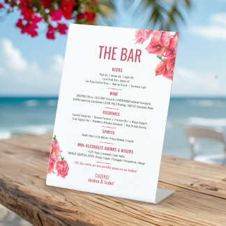 Signe De Table Bougainvillea red art wedding drinks bar menu