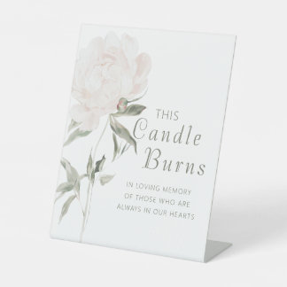 Signe De Table Bougie de mariage rose pivoine brûle en souvenir a