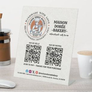 Signe De Table Boulangerie Pâtisserie Gâteau Boulanger Code QR Pa