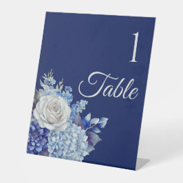 Signe De Table Bouquet de fleurs bleu aquarelle-Mariage