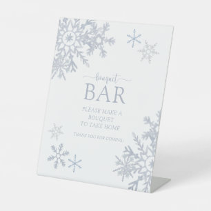 Signe De Table Bouquet d'hiver moderne Dusty Blue Snowflake