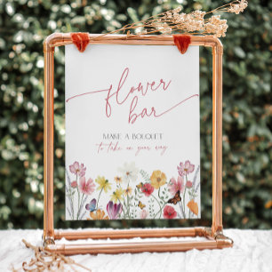 Signe De Table Bouquet fleur sauvage et Butterfly Bar Flower Fave