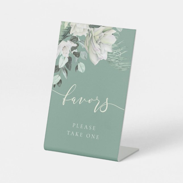 Signe De Table bouquet vert blanc favorise le guéridon (Recto)