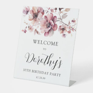Signe De Table Bourgogne Poussiéreux Rose Floral 30e Anniversaire