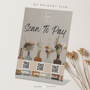 Signe De Table Bouteilles Boho   Fleurs   Code QR   Signal de pai