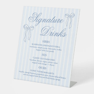 Signe De Table Bow Blue Mariage Signature Cocktails