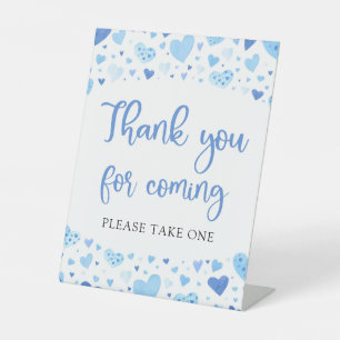 Signe De Table Boy Blue Hearts Valentine Merci Pour Venir