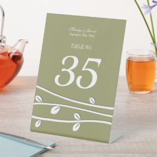 Signe De Table Branches blanches en feuilles