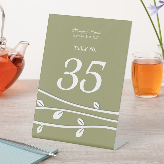 Signe De Table Branches blanches en feuilles (In SItu)