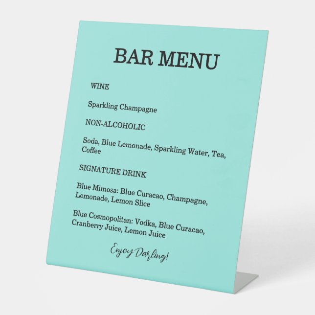 Signe De Table  Bride & Co. Bridal Shower Turquoise Cocktail (Recto)